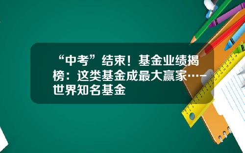 “中考”结束！基金业绩揭榜：这类基金成最大赢家…-世界知名基金