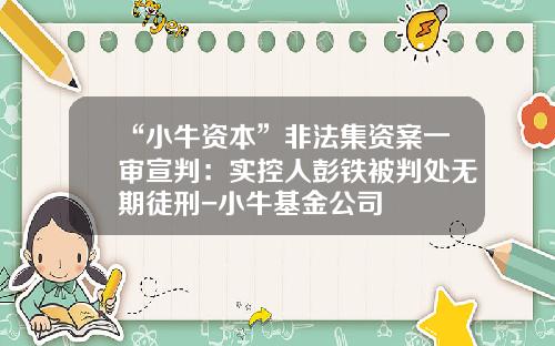 “小牛资本”非法集资案一审宣判：实控人彭铁被判处无期徒刑-小牛基金公司