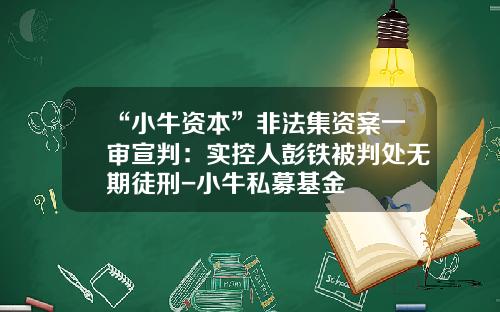 “小牛资本”非法集资案一审宣判：实控人彭铁被判处无期徒刑-小牛私募基金