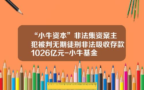 “小牛资本”非法集资案主犯被判无期徒刑非法吸收存款1026亿元-小牛基金