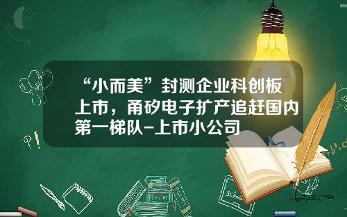 “小而美”封测企业科创板上市，甬矽电子扩产追赶国内第一梯队-上市小公司