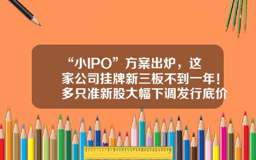 “小IPO”方案出炉，这家公司挂牌新三板不到一年！多只准新股大幅下调发行底价-买新三板股票最低需要多少钱
