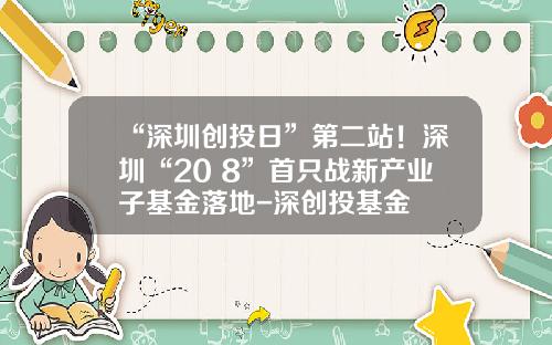 “深圳创投日”第二站！深圳“20+8”首只战新产业子基金落地-深创投基金