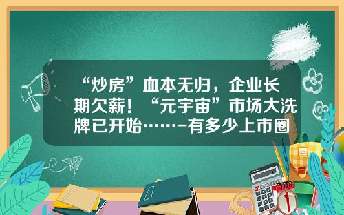 “炒房”血本无归，企业长期欠薪！“元宇宙”市场大洗牌已开始……-有多少上市圈钱骗社会