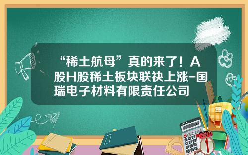“稀土航母”真的来了！A股H股稀土板块联袂上涨-国瑞电子材料有限责任公司