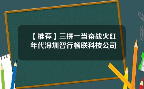 【推荐】三拼一当奋战火红年代深圳智行畅联科技公司