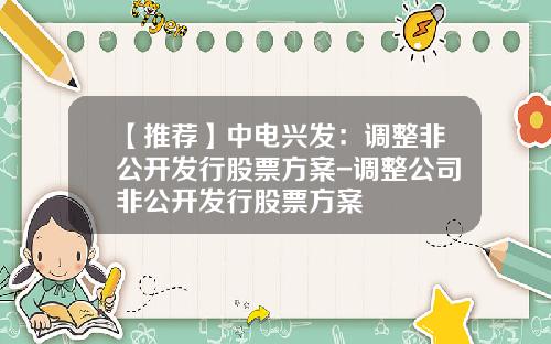 【推荐】中电兴发：调整非公开发行股票方案-调整公司非公开发行股票方案