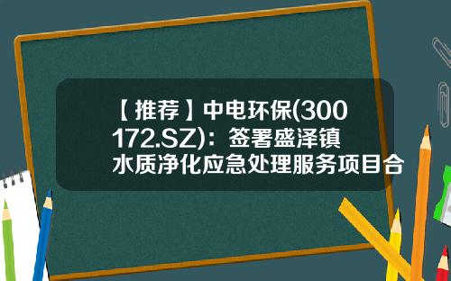 【推荐】中电环保(300172.SZ)：签署盛泽镇水质净化应急处理服务项目合同-南京中电环保股份有限公司地址