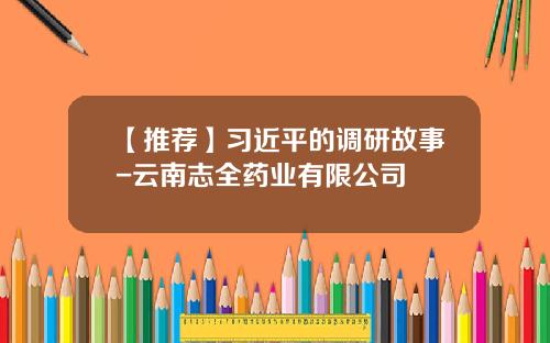 【推荐】习近平的调研故事-云南志全药业有限公司