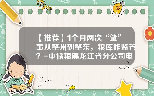 【推荐】1个月两次“肇”事从肇州到肇东，粮库咋监管？-中储粮黑龙江省分公司电话