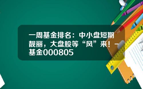 一周基金排名：中小盘短期靓丽，大盘股等“风”来！-基金000805