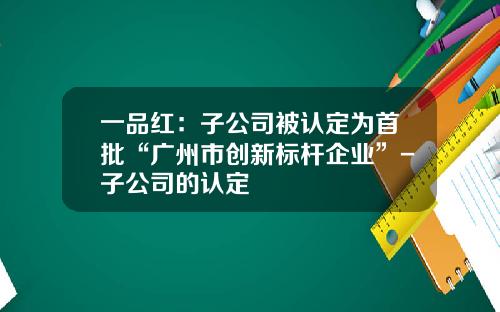 一品红：子公司被认定为首批“广州市创新标杆企业”-子公司的认定