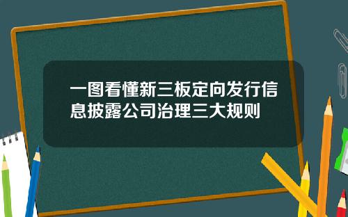 一图看懂新三板定向发行信息披露公司治理三大规则
