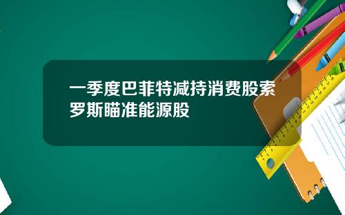 一季度巴菲特减持消费股索罗斯瞄准能源股