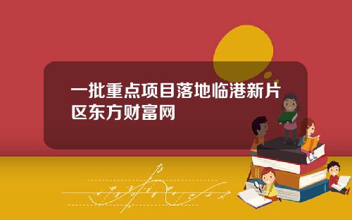一批重点项目落地临港新片区东方财富网