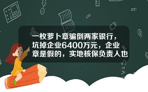 一枚萝卜章骗倒两家银行，坑掉企业6400万元，企业章是假的，实地核保负责人也是假的，称奇了