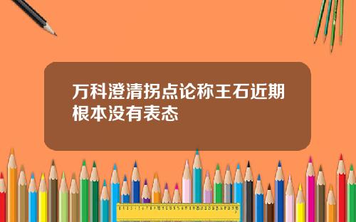 万科澄清拐点论称王石近期根本没有表态