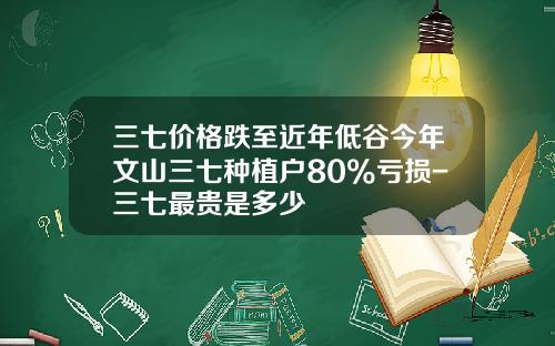 三七价格跌至近年低谷今年文山三七种植户80%亏损-三七最贵是多少