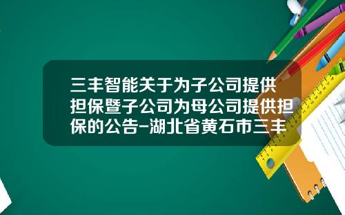 三丰智能关于为子公司提供担保暨子公司为母公司提供担保的公告-湖北省黄石市三丰机械有限公司