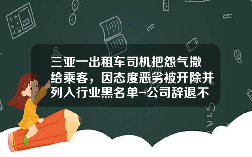三亚一出租车司机把怨气撒给乘客，因态度恶劣被开除并列入行业黑名单-公司辞退不良记录