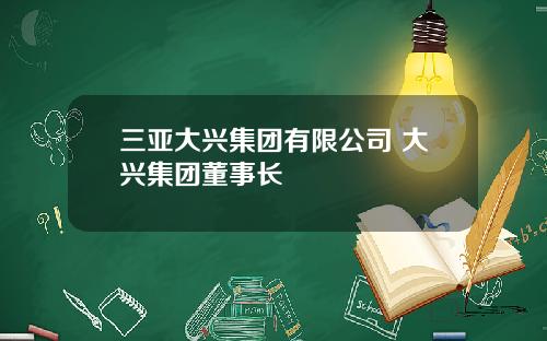 三亚大兴集团有限公司 大兴集团董事长