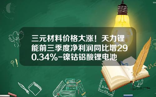 三元材料价格大涨！天力锂能前三季度净利润同比增290.34%-镍钴铝酸锂电池上市公司