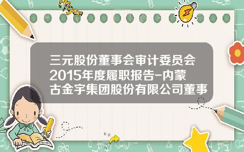 三元股份董事会审计委员会2015年度履职报告-内蒙古金宇集团股份有限公司董事长