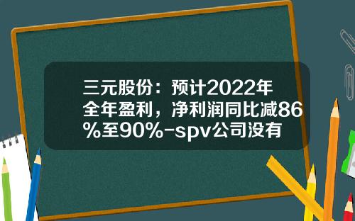 三元股份：预计2022年全年盈利，净利润同比减86%至90%-spv公司没有主营业务