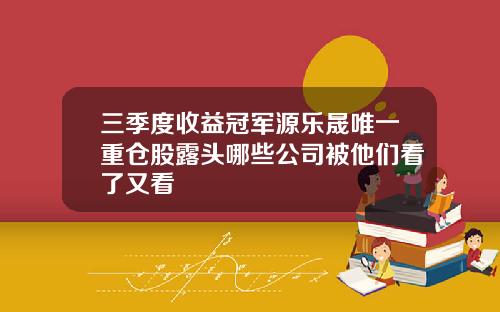 三季度收益冠军源乐晟唯一重仓股露头哪些公司被他们看了又看