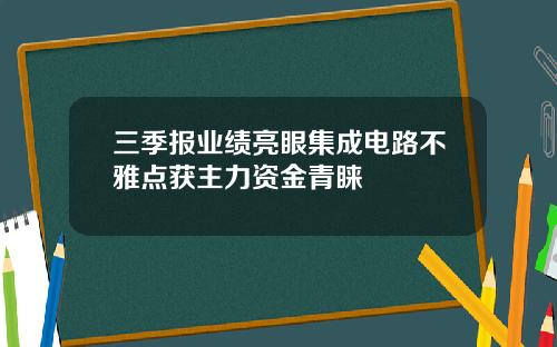 三季报业绩亮眼集成电路不雅点获主力资金青睐