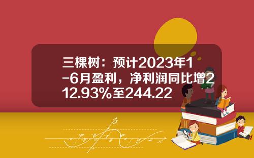 三棵树：预计2023年1-6月盈利，净利润同比增212.93%至244.22%-三棵树股票最新资讯