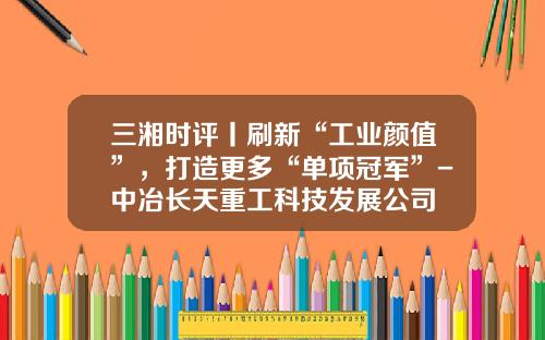 三湘时评丨刷新“工业颜值”，打造更多“单项冠军”-中冶长天重工科技发展公司