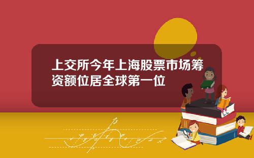 上交所今年上海股票市场筹资额位居全球第一位