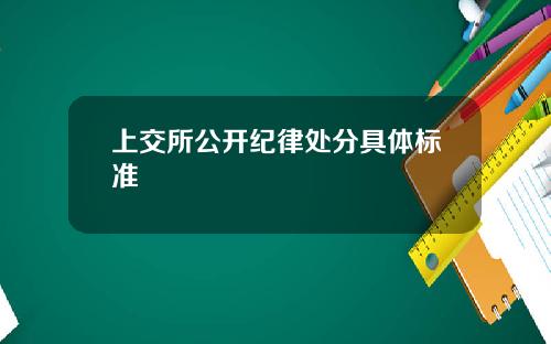 上交所公开纪律处分具体标准