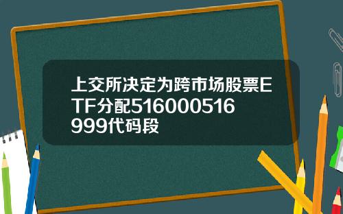 上交所决定为跨市场股票ETF分配516000516999代码段