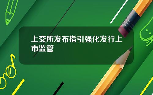 上交所发布指引强化发行上市监管