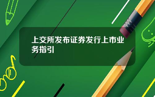 上交所发布证券发行上市业务指引
