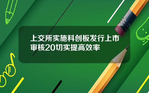 上交所实施科创板发行上市审核20切实提高效率