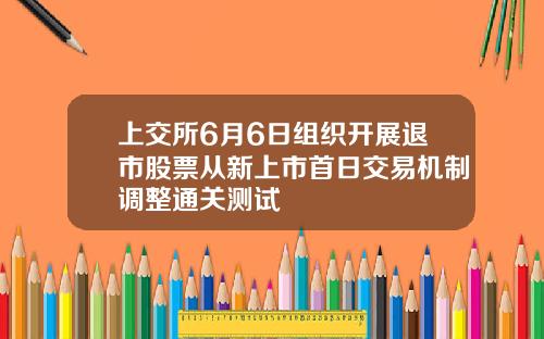 上交所6月6日组织开展退市股票从新上市首日交易机制调整通关测试