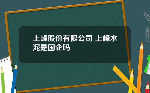 上峰股份有限公司 上峰水泥是国企吗