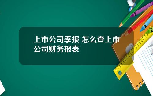 上市公司季报 怎么查上市公司财务报表