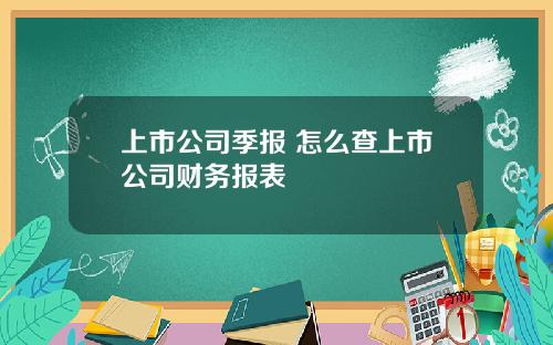 上市公司季报 怎么查上市公司财务报表