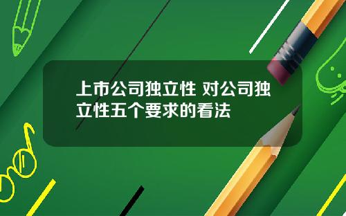 上市公司独立性 对公司独立性五个要求的看法
