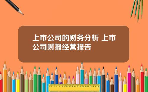 上市公司的财务分析 上市公司财报经营报告