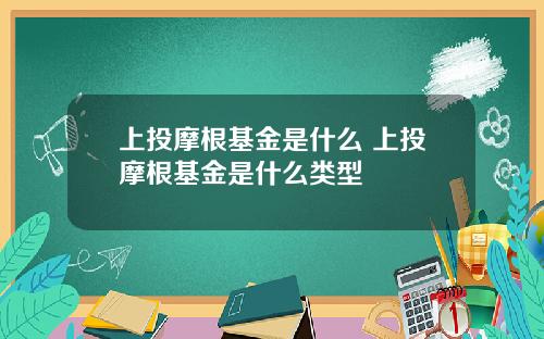 上投摩根基金是什么 上投摩根基金是什么类型