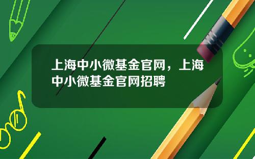 上海中小微基金官网，上海中小微基金官网招聘