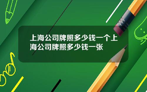 上海公司牌照多少钱一个上海公司牌照多少钱一张