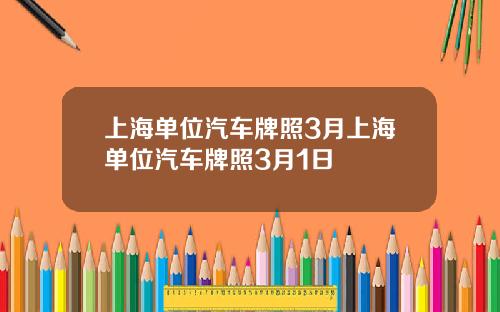 上海单位汽车牌照3月上海单位汽车牌照3月1日