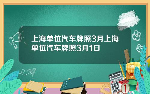 上海单位汽车牌照3月上海单位汽车牌照3月1日