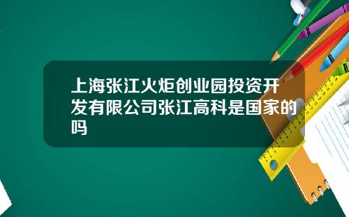 上海张江火炬创业园投资开发有限公司张江高科是国家的吗
